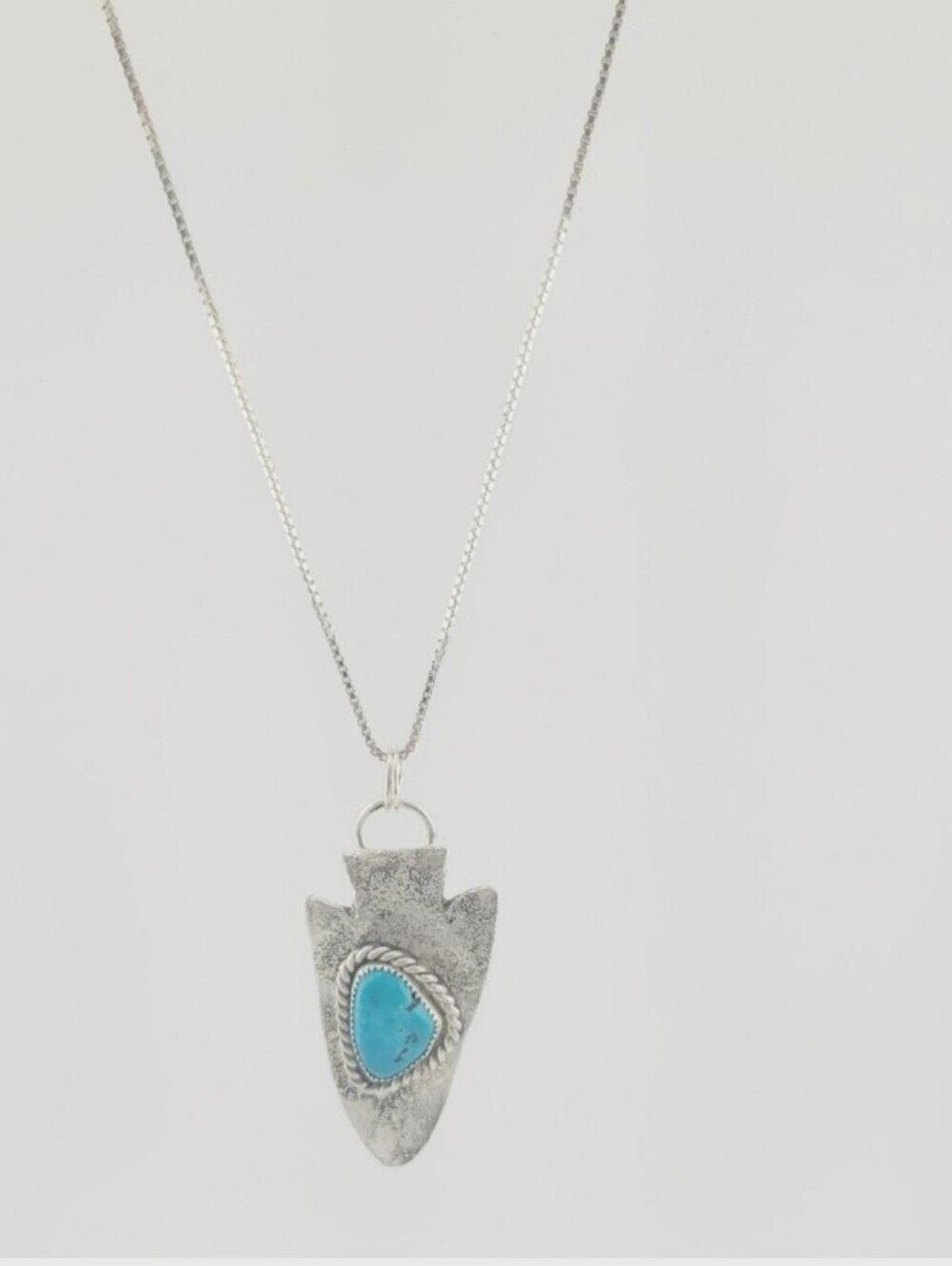 TURQUOISE ARROW SHAPE PENDANT HANDMADE IN STERLING SILVER - Picture 4 of 6